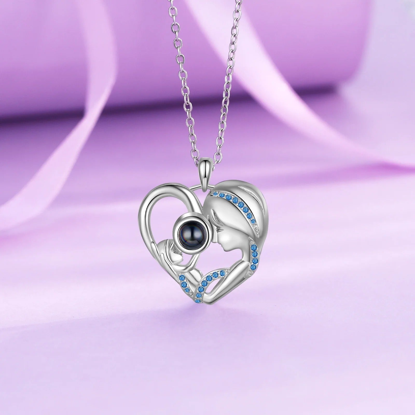 Projection Personalized Photo Heart Pendant Necklace - Abrahamallen