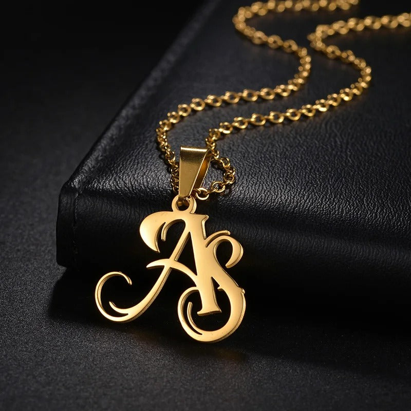 Customized Couple's Initials Pendant Necklace - Abrahamallen