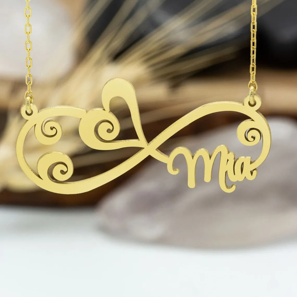 Customized Infinity Engraved Name Pendant Necklace - Abrahamallen