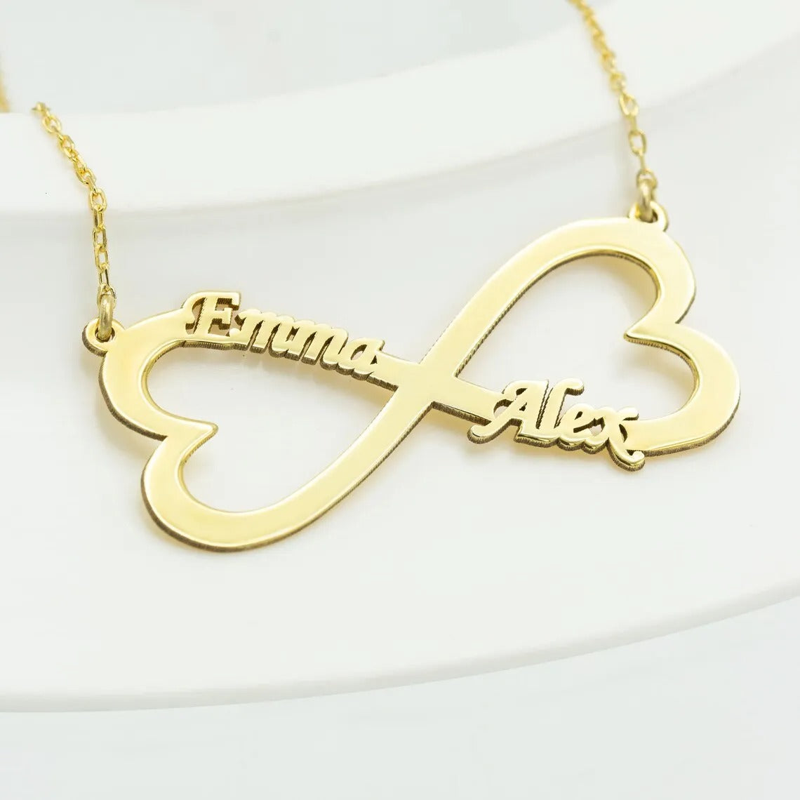 Personalized Couple's Infinity Name Pendant Necklace - Abrahamallen