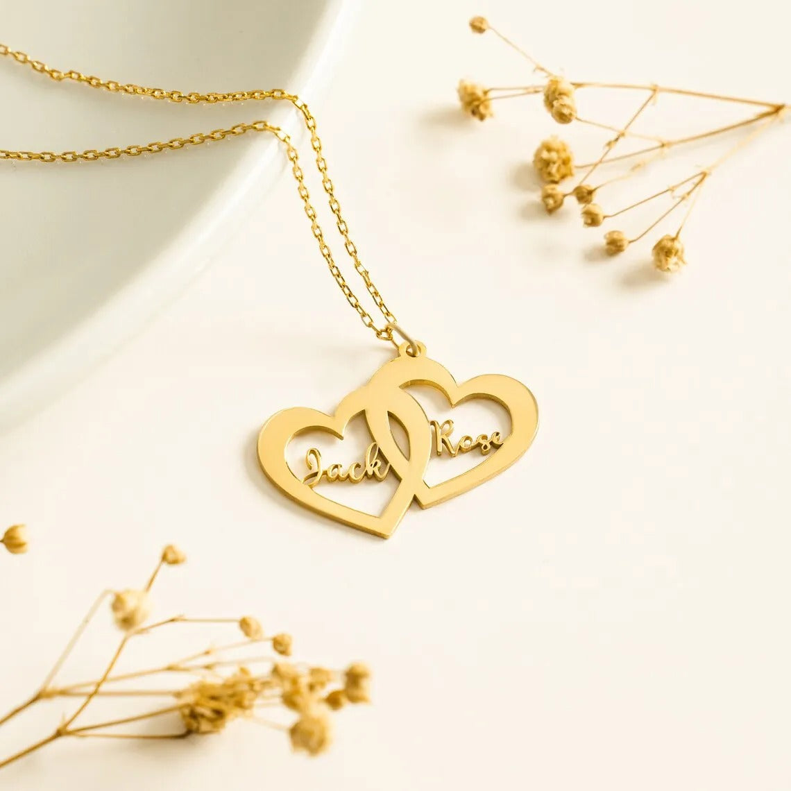 Customized Couple's Initials Heart Pendant Necklace - Abrahamallen