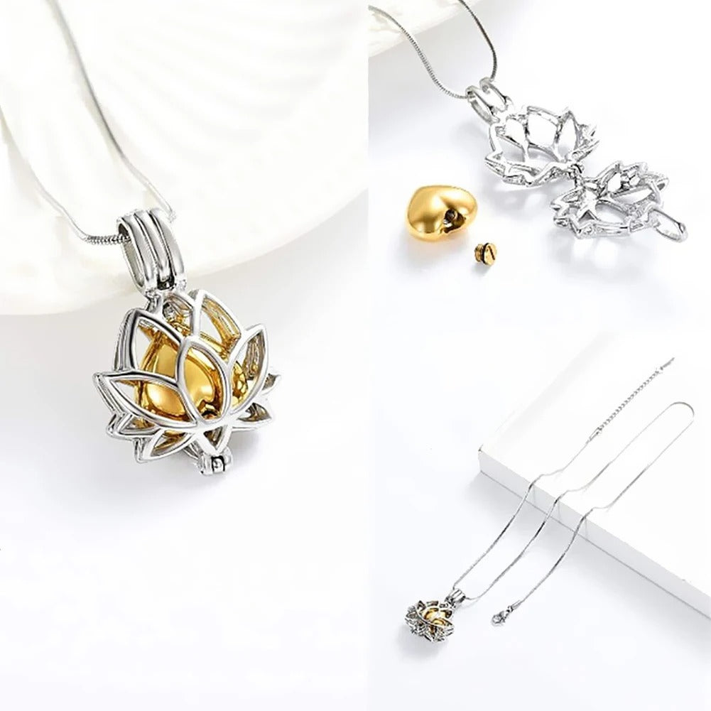 Cremation Urn Lotus Flower Keepsake Necklace - Abrahamallen