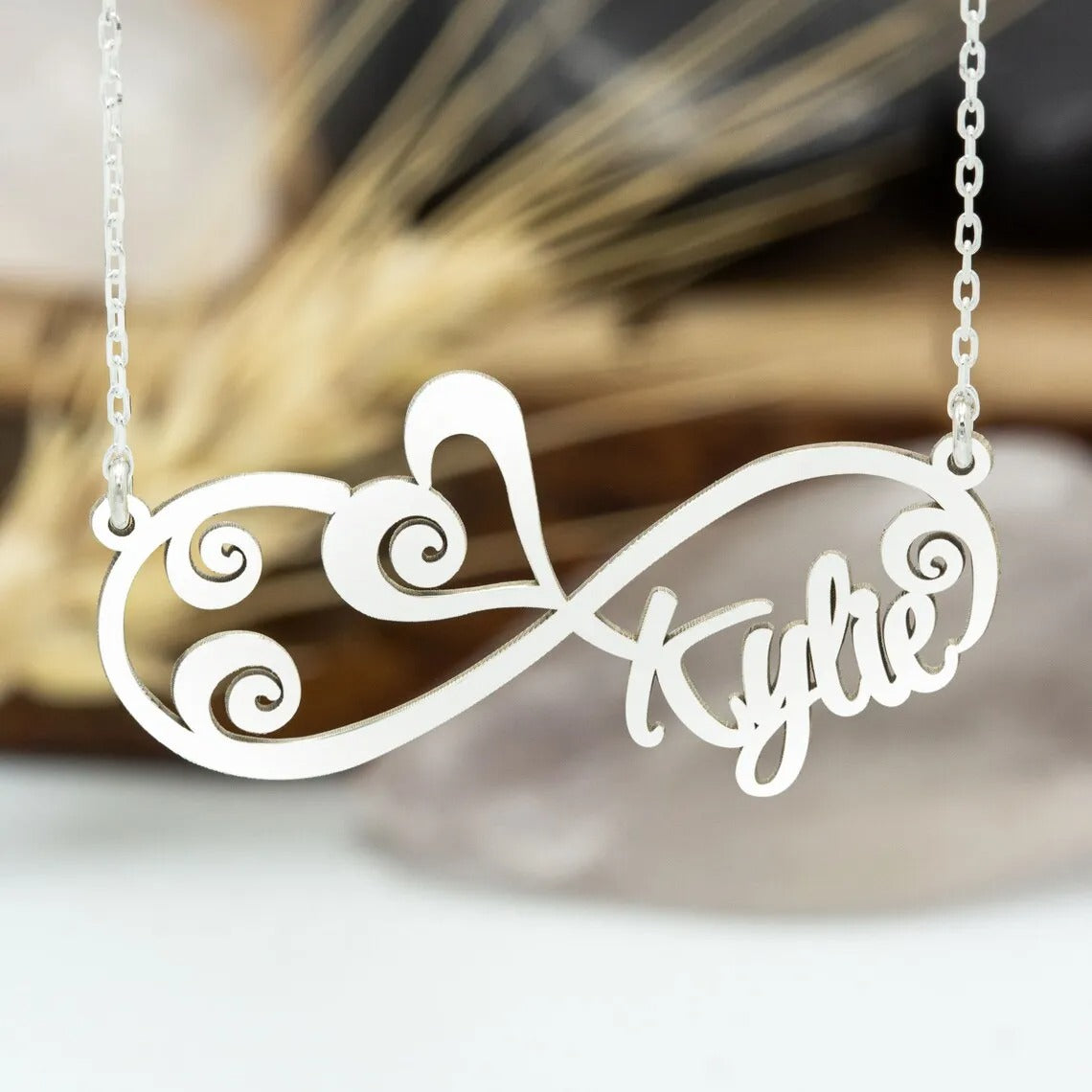 Customized Infinity Engraved Name Pendant Necklace - Abrahamallen