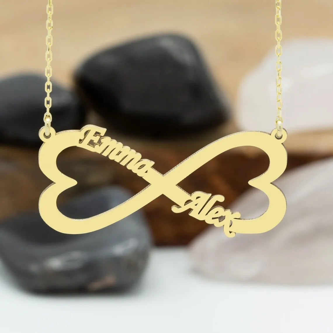 Personalized Couple's Infinity Name Pendant Necklace - Abrahamallen