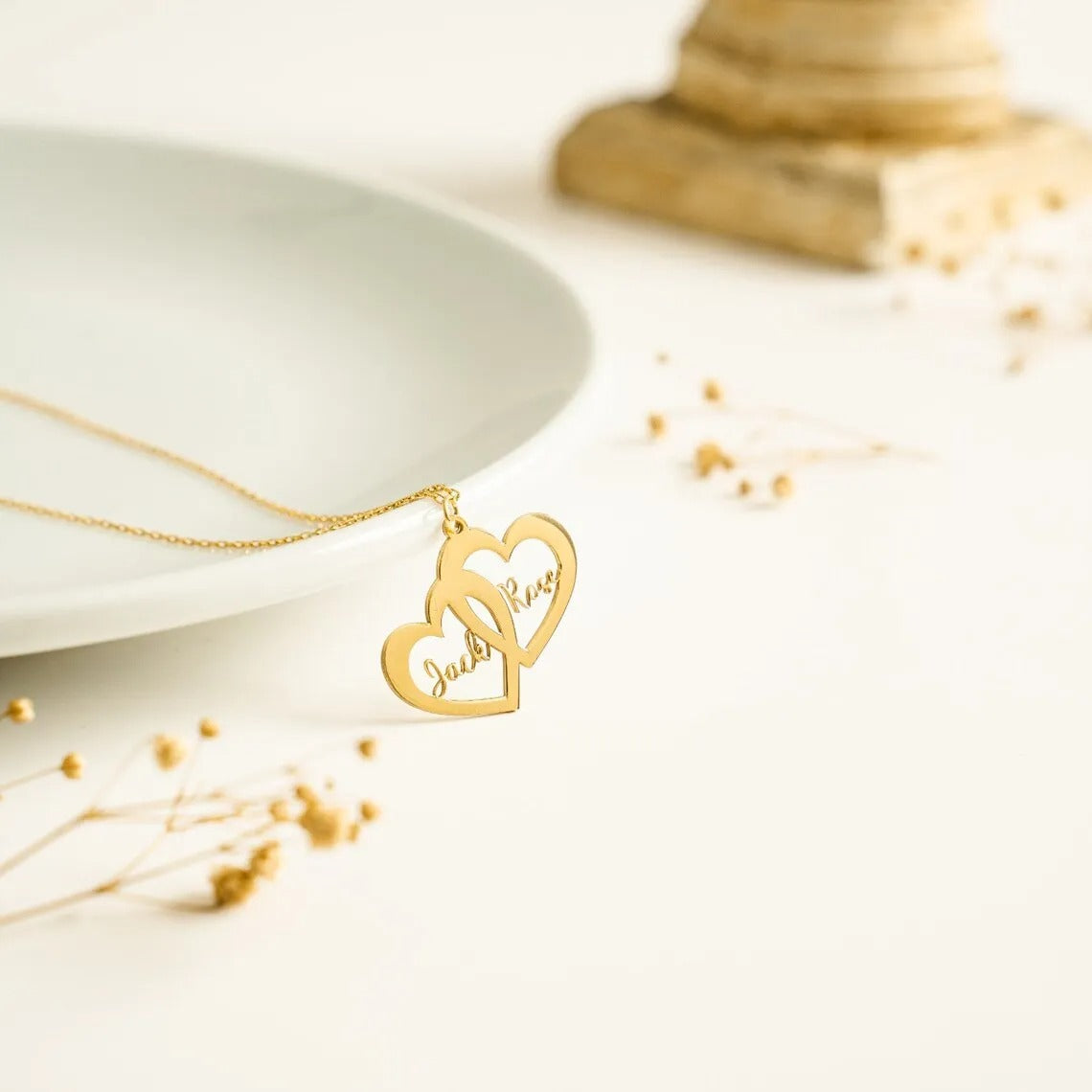 Customized Couple's Initials Heart Pendant Necklace - Abrahamallen