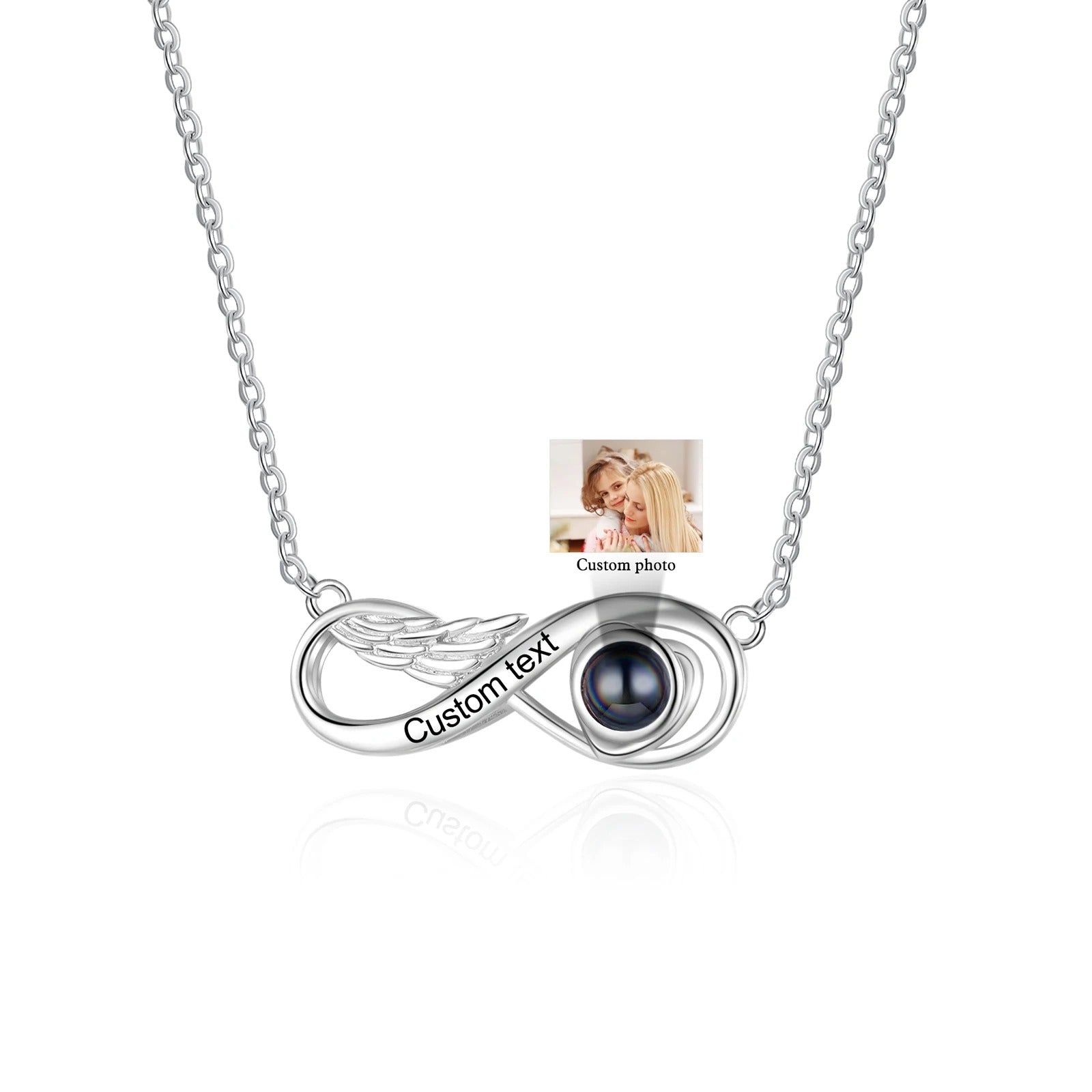 Projection Personalized Message Photo Infinity Pendant Necklace - Abrahamallen