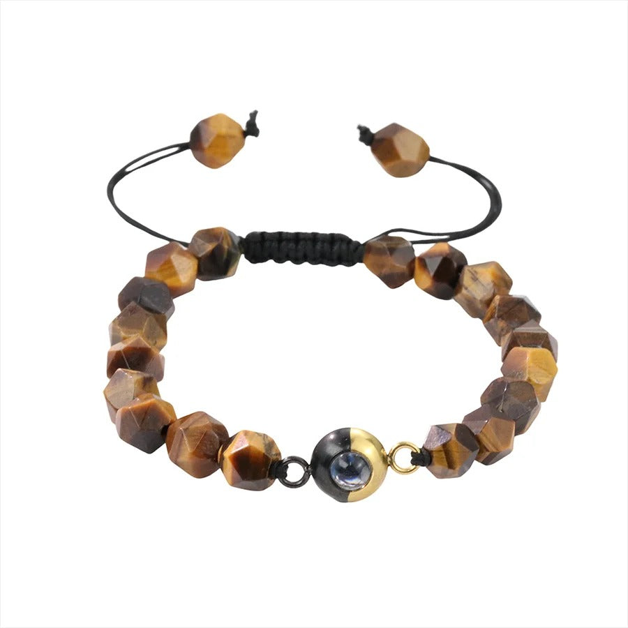 Tiger Eye Natural Beads Photo Projection Bracelet - Abrahamallen