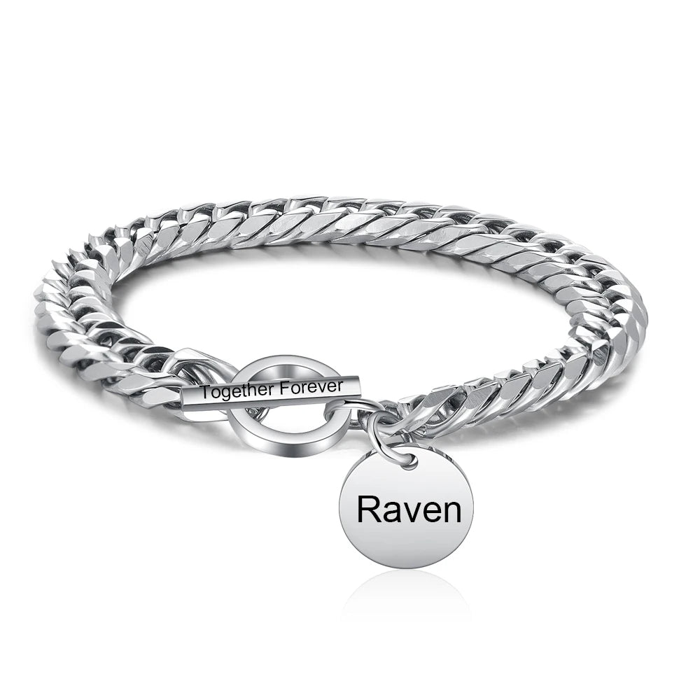 Personalized Engraveable Name Toggle Link Chain Bracelet - Abrahamallen