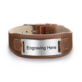 Personalized Stainless Steel ID Wide Black Leather Bracelets - Abrahamallen