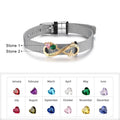 Personalized Engraveable Birthstone Infinity Unisex Adjustable Metallic Chain Wristband Bracelet - Abrahamallen