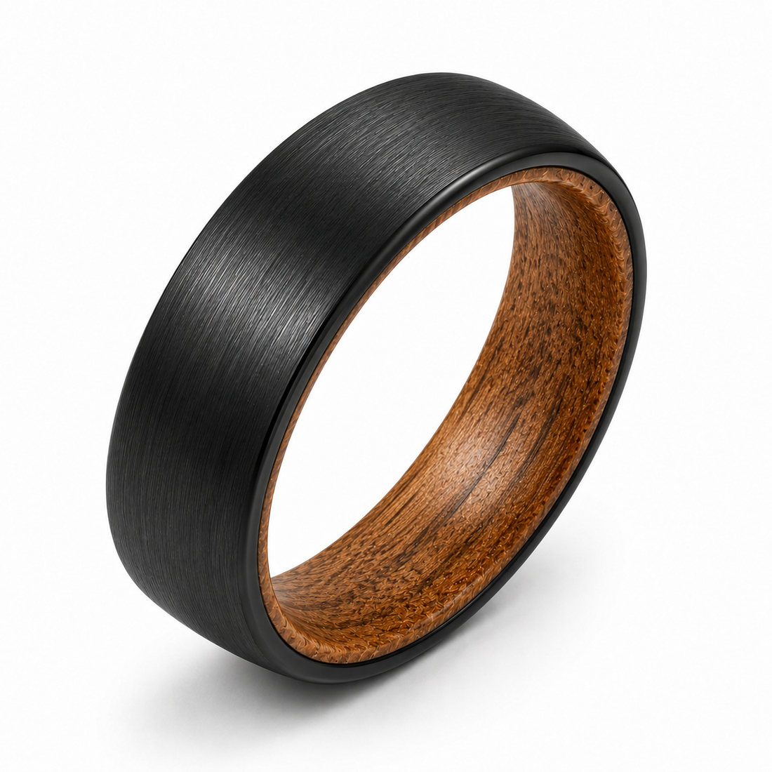 The Winchester | Minimalist Tungsten Carbide & Whiskey Barrel Wood Ring | 6mm, 8mm