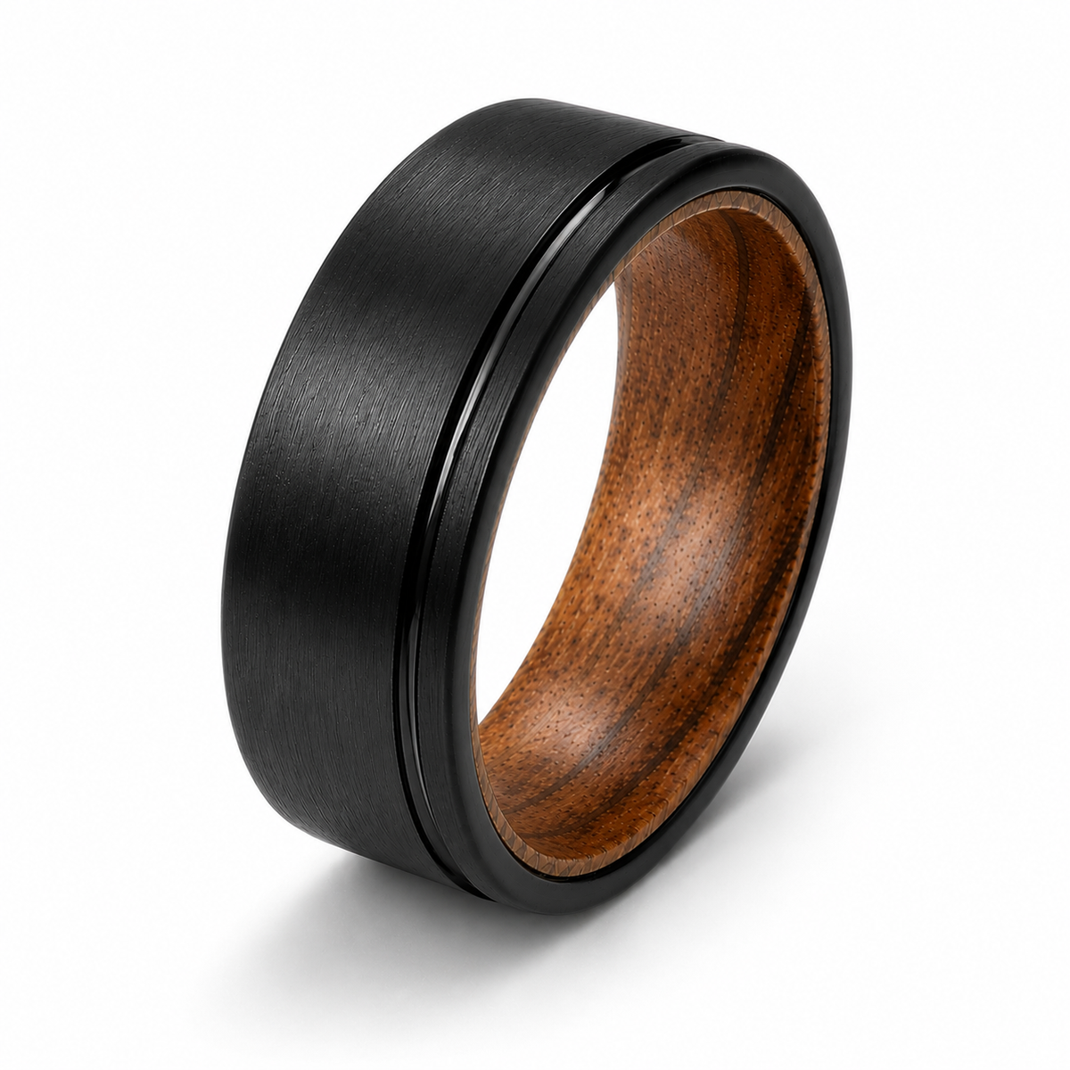 Black Regent | Black Wood Inlay Tungsten Ring | 6mm, 8mm