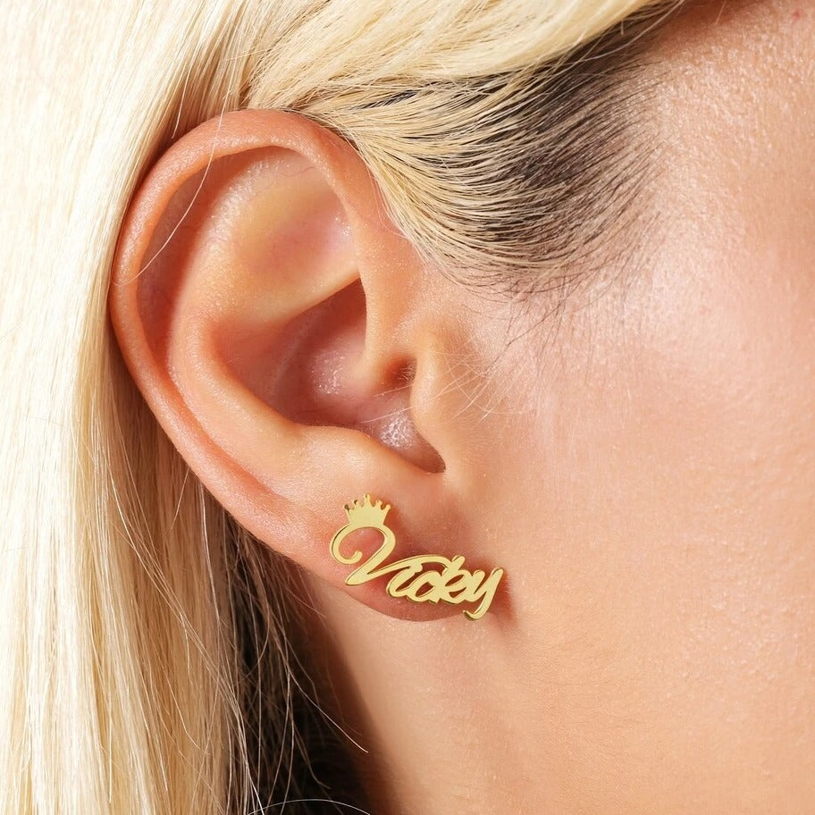 Personalized Name Stud Earrings - Abrahamallen