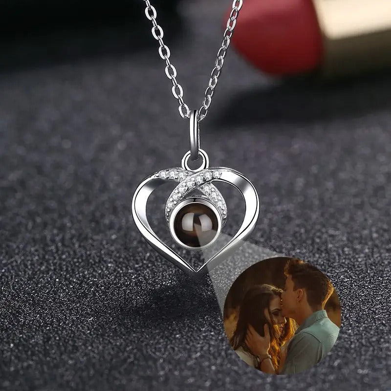 Projection Personalized Photo Pendant Necklace in Sterling Silver - Abrahamallen