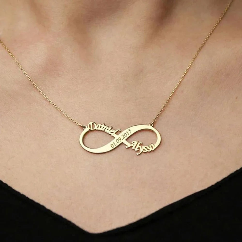 Personalized Infinity Year and Name Pendant Necklace - Abrahamallen