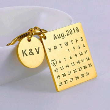 Personalized Initials and Anniversary Date Keychain - Abrahamallen