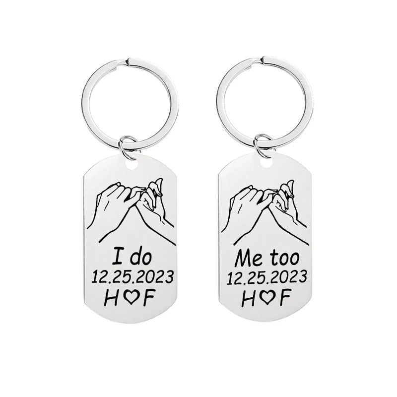 Personalized Initials and Anniversary Couple's Keychains - Abrahamallen