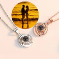 Projection Personalized Photo Flower Pendant Necklace - Abrahamallen