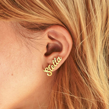 Personalized Nameplate Stud Earrings - Abrahamallen