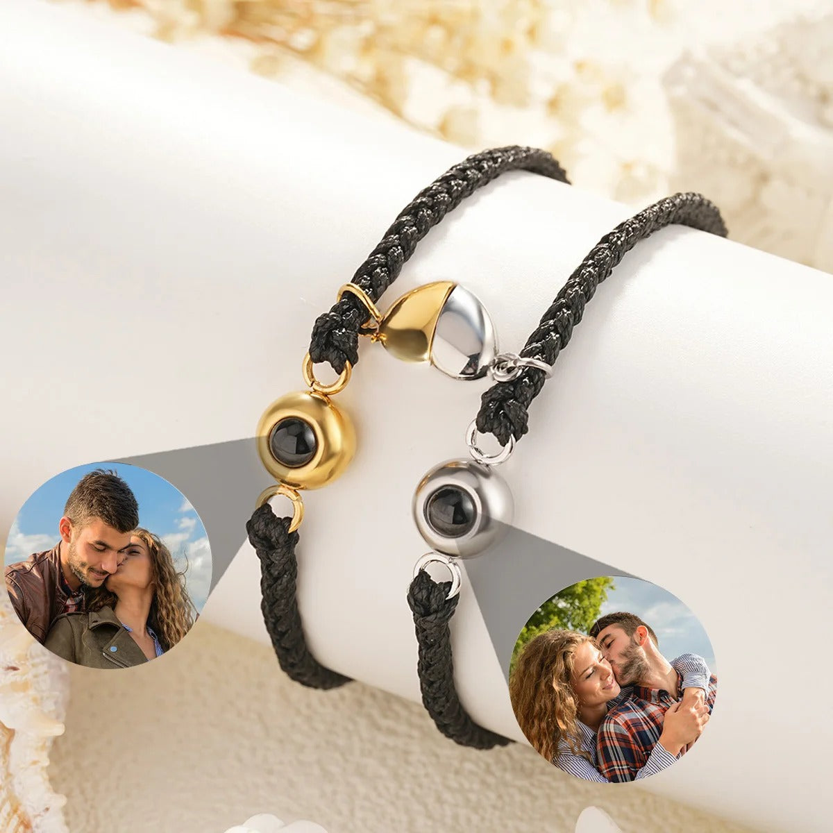 Personalized 2pc Magnetic Photo Projection Bracelets - Abrahamallen