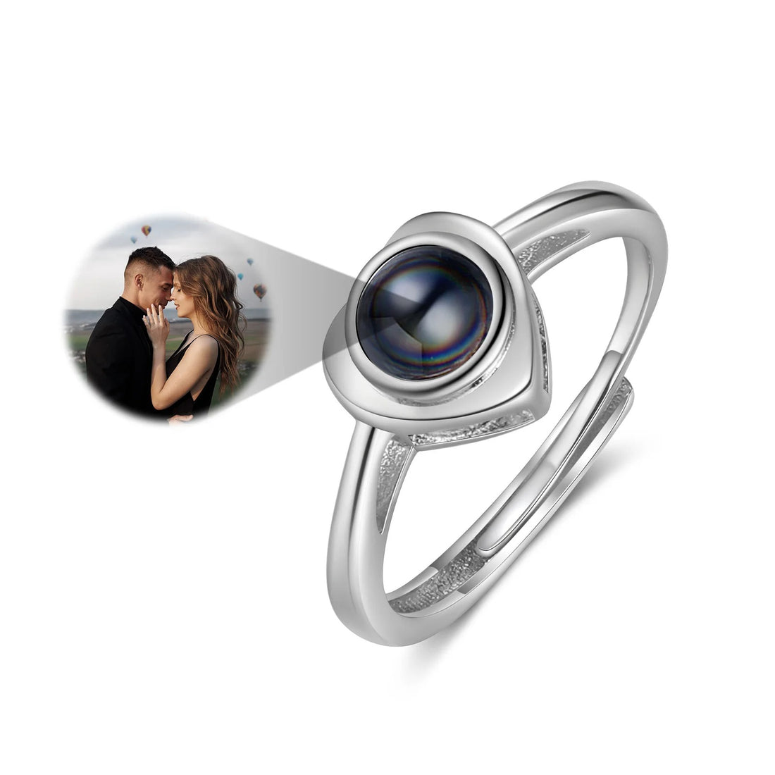 Personalized Photo Projection Adjustable Couple's Rings - Abrahamallen