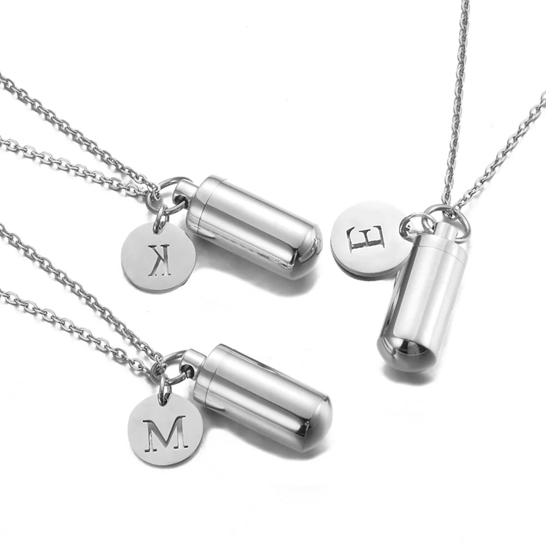 Cremation Urn Cylinder Vial Initial Keepsake Necklace - Abrahamallen