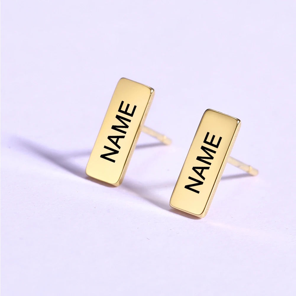 Personalized Name Rectangular Earrings - Abrahamallen