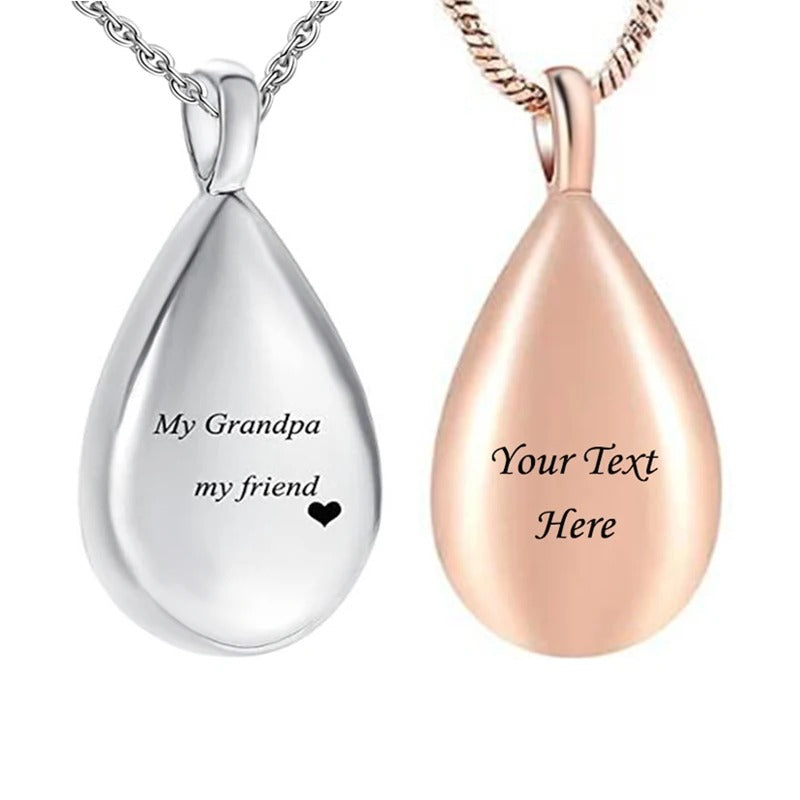 Teardrop Cremation Urn Message Keepsake Necklaces - Abrahamallen