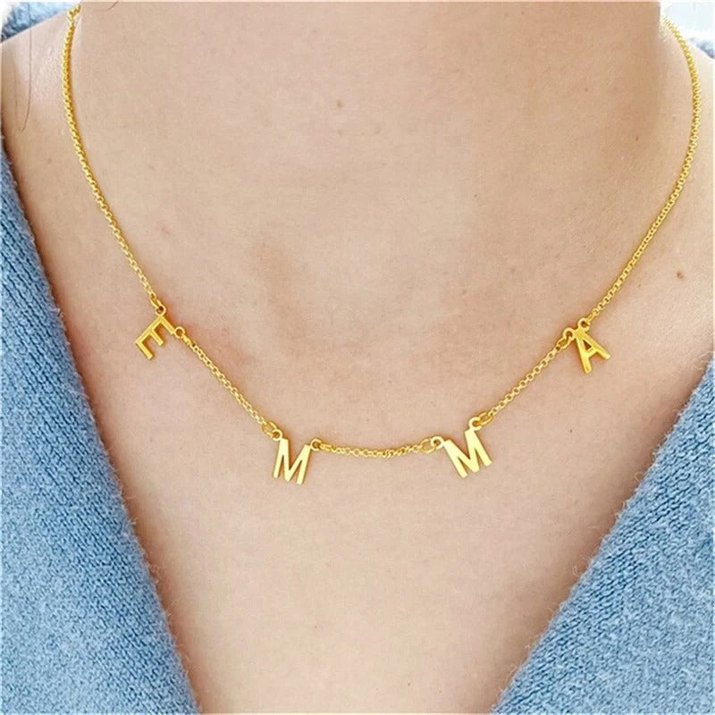 Personalized Necklace Multiple Letters Initials Personality Pendant Necklace - Abrahamallen