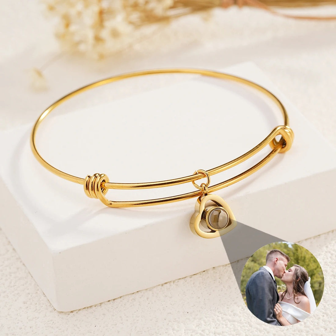 Customized Photo Projection Bracelet Adjustable Bangle - Abrahamallen