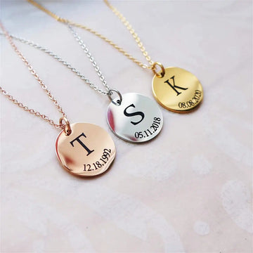 Personalized Initials and Dates Pendant Necklace - Abrahamallen