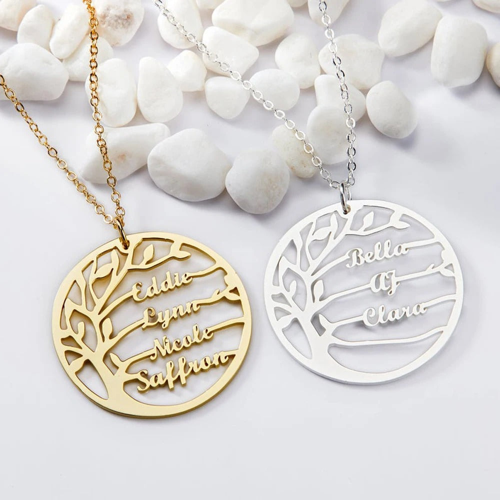 Personalized Tree of Life Name Pendant Necklace - Abrahamallen