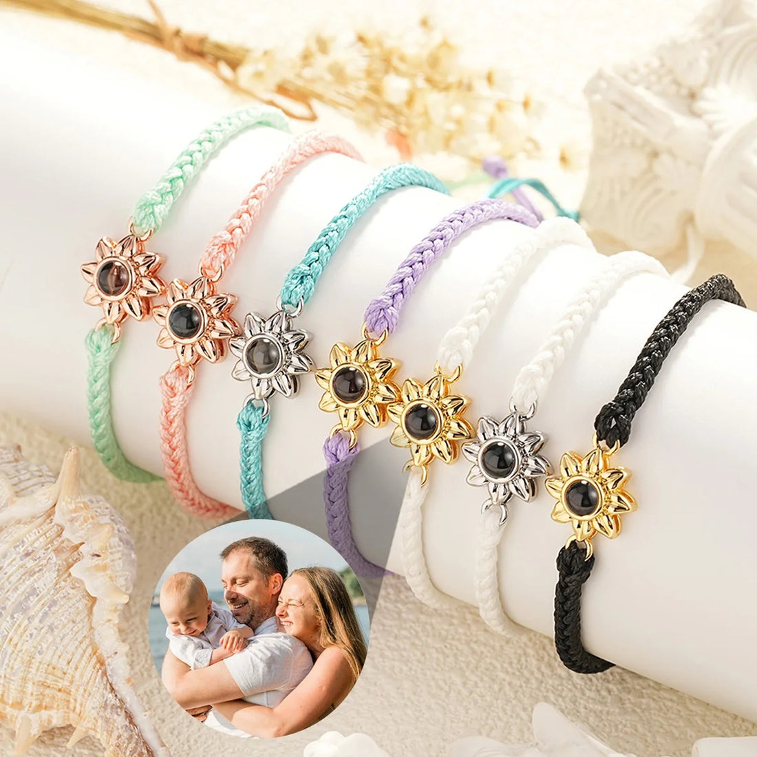 Customized Sunflower Photo Projection Braided Bracelet - Abrahamallen