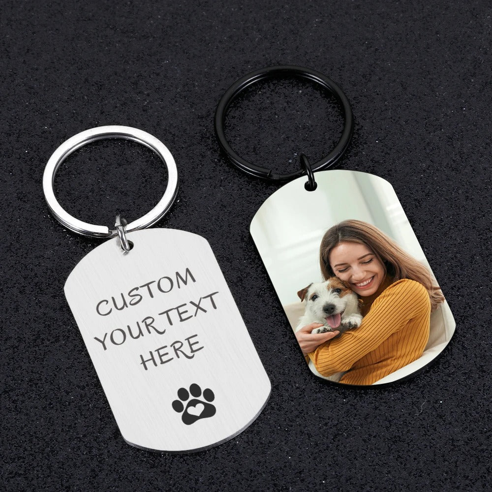 Personalized Picture and Message/Paw Keychain - Abrahamallen