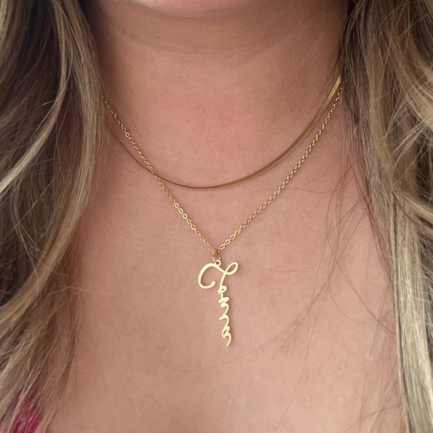 Personalised Curvise Letters Initial Name Pendant Necklace - Abrahamallen