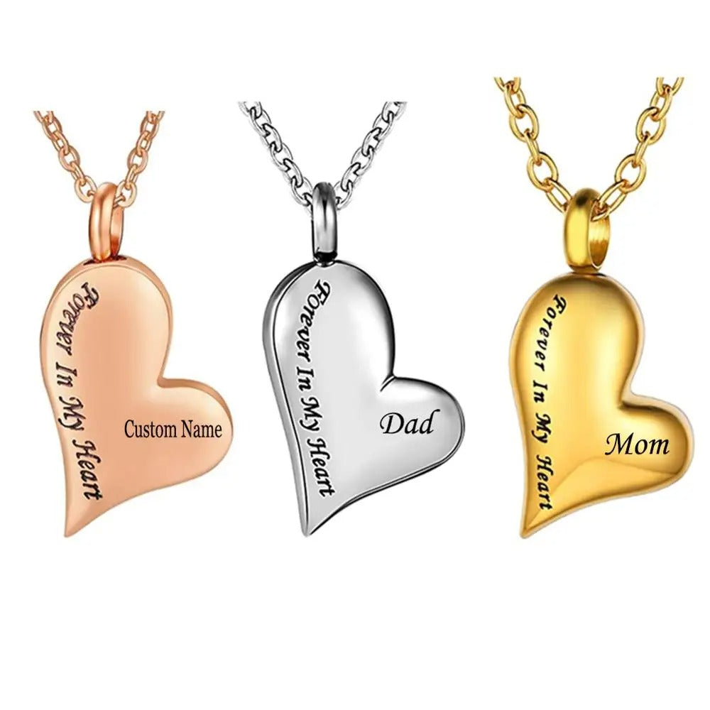 Personalized Cremation Urn Heart Keepsake Necklace - Abrahamallen