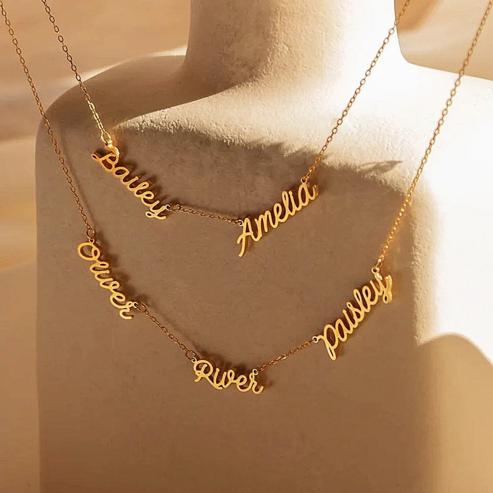 Personalized Necklace Multiple Letters and Name Pendant Necklace - Abrahamallen