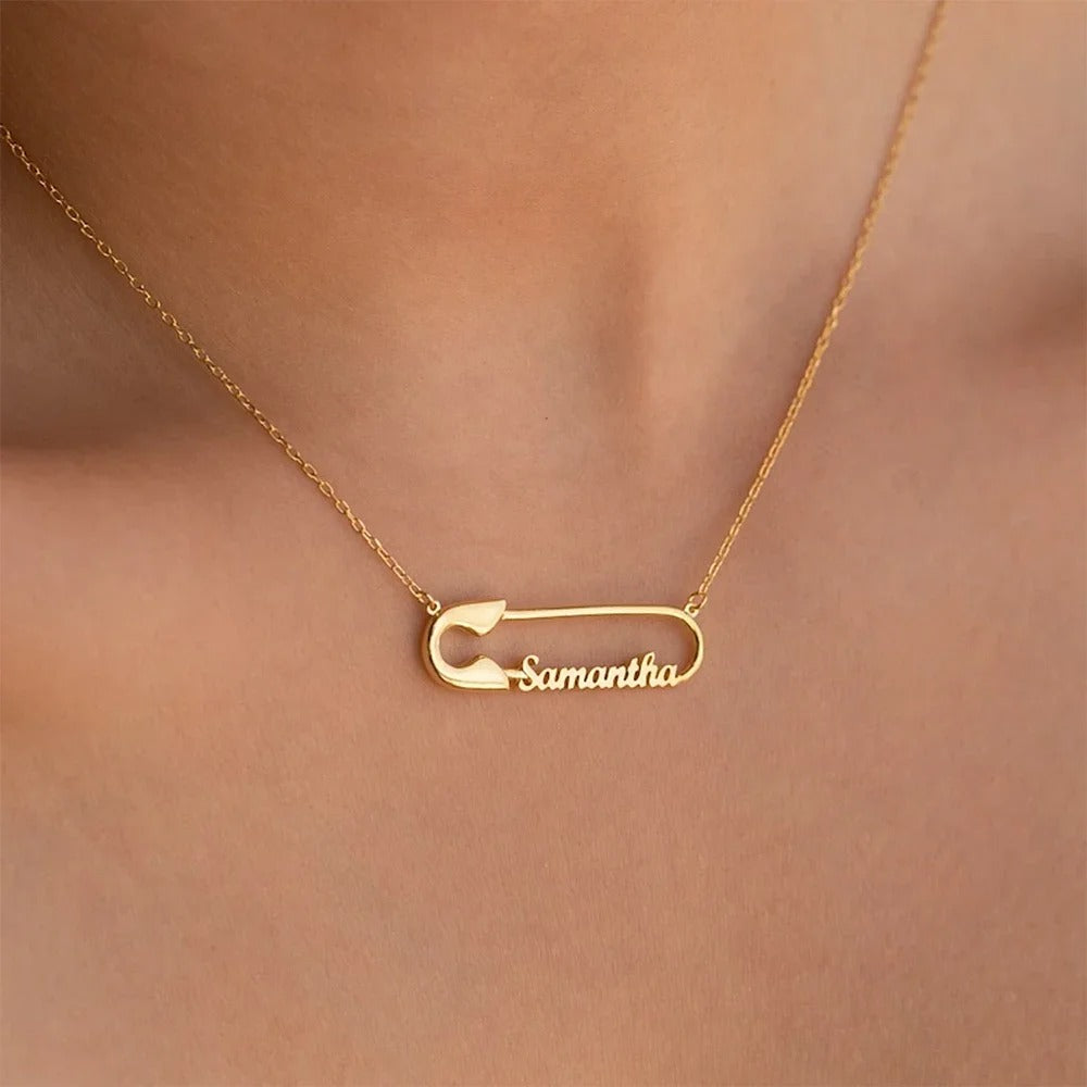 Personalized Paper Clip Name Pendant Exquisite Necklace - Abrahamallen