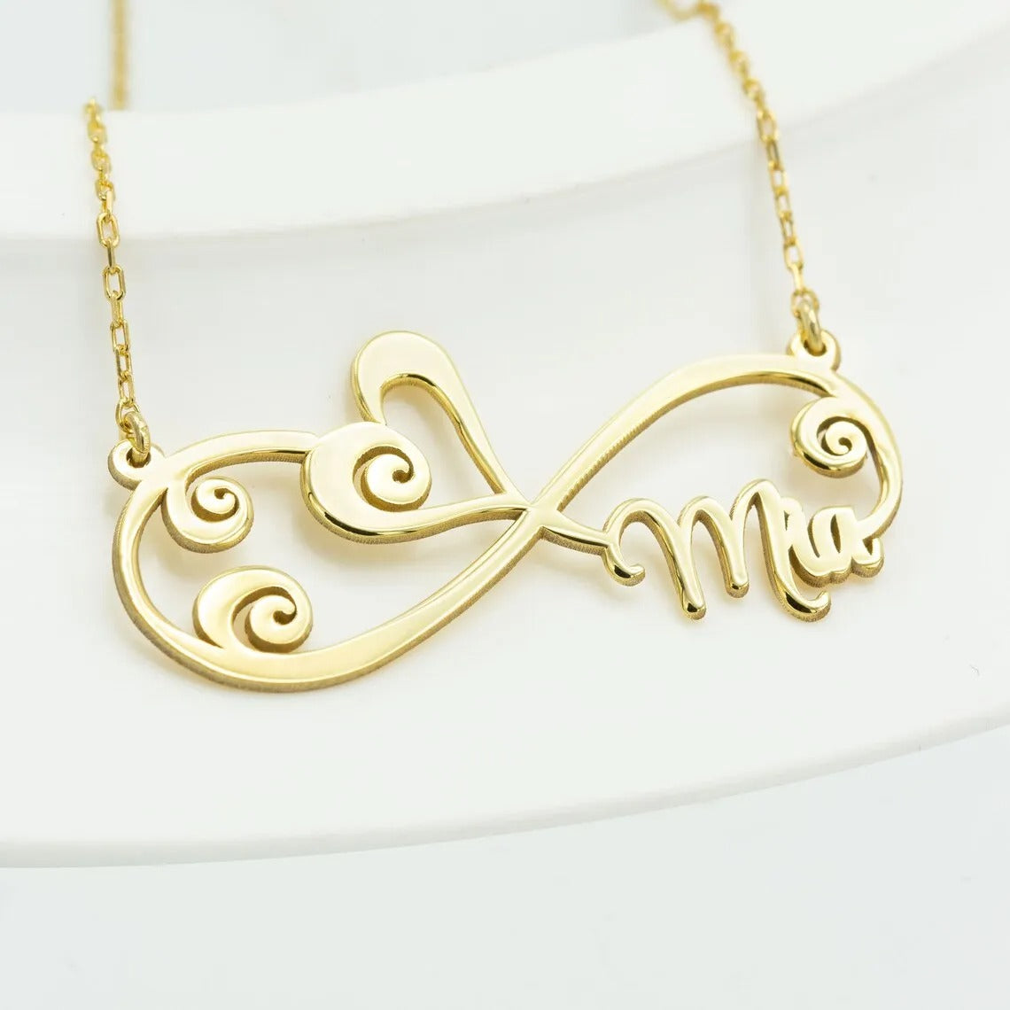 Customized Infinity Engraved Name Pendant Necklace - Abrahamallen