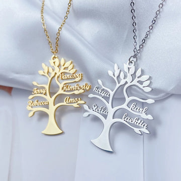 Personalized Tree of Life 1-6 Multiple Letters and Name Pendant Necklace - Abrahamallen