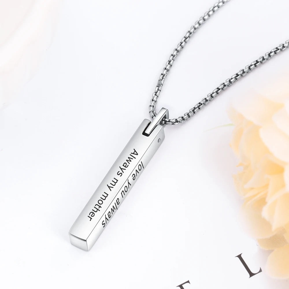 Customized Engraveable Message Bar Pendant Necklace - Abrahamallen