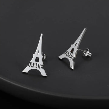 Personalized Eiffel Tower Style Stud Earrings - Abrahamallen