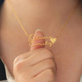 Personalized Cursive 2-Name Heart Pendant Necklace - Abrahamallen