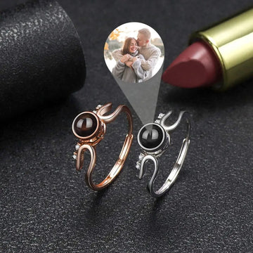 Personalized Photo Projection Adjustable Rings - Abrahamallen