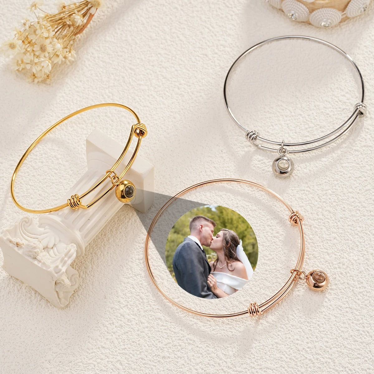 Customized Photo Projection Bracelet Adjustable Bangle - Abrahamallen