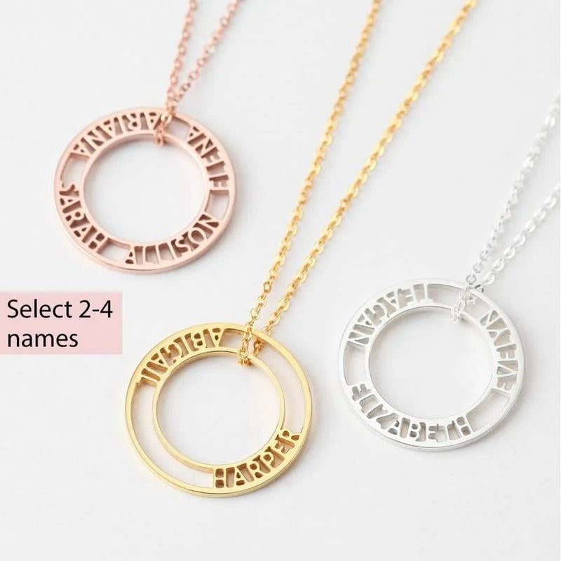 Personalized Round Hollow Name Pendant Necklace - Abrahamallen