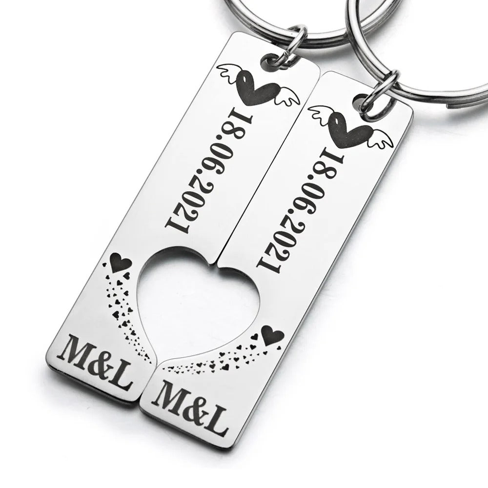 Personalized Initials and Anniversary Couple's Keychains - Abrahamallen