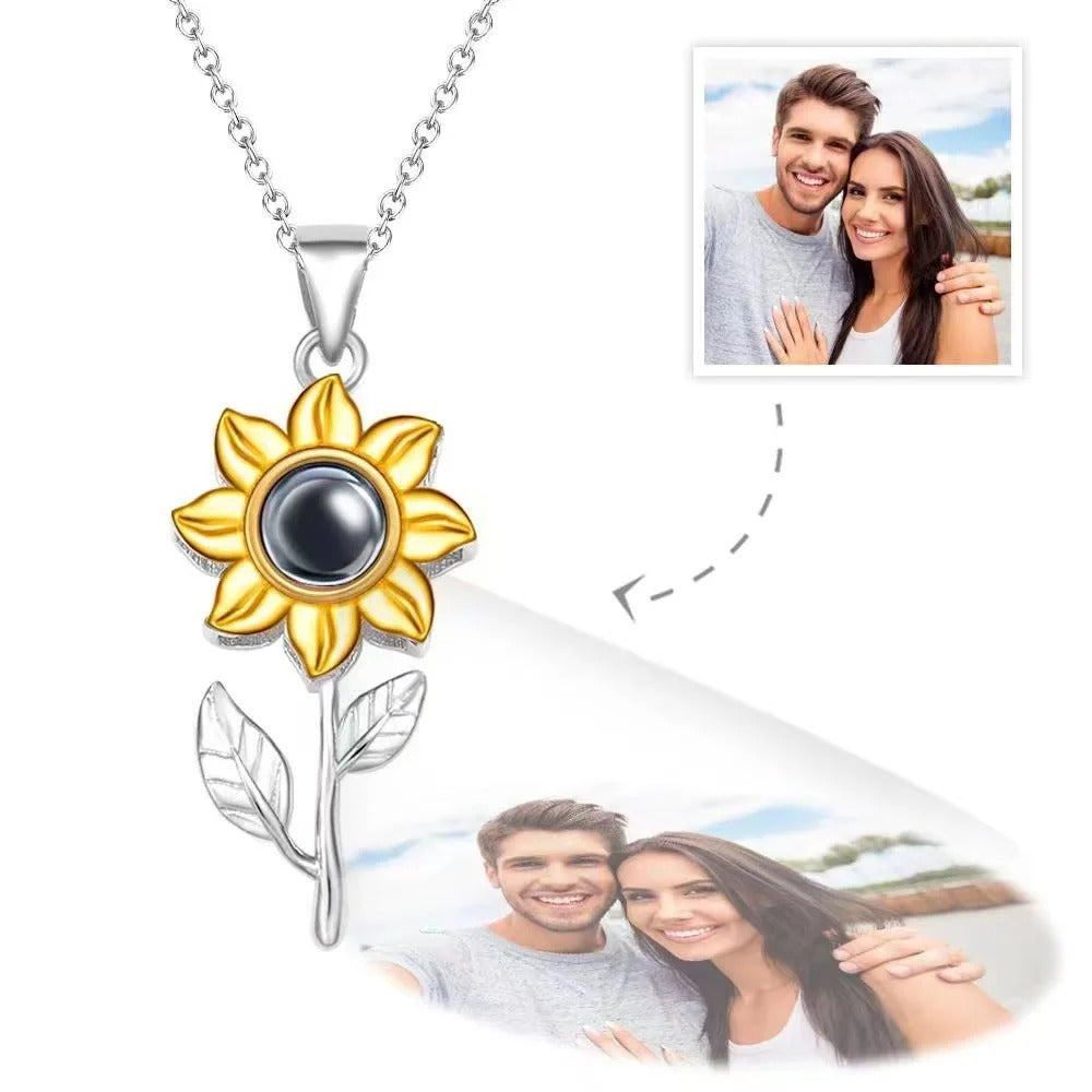 Projection Personalized Flower Photo Pendant Necklace - Abrahamallen