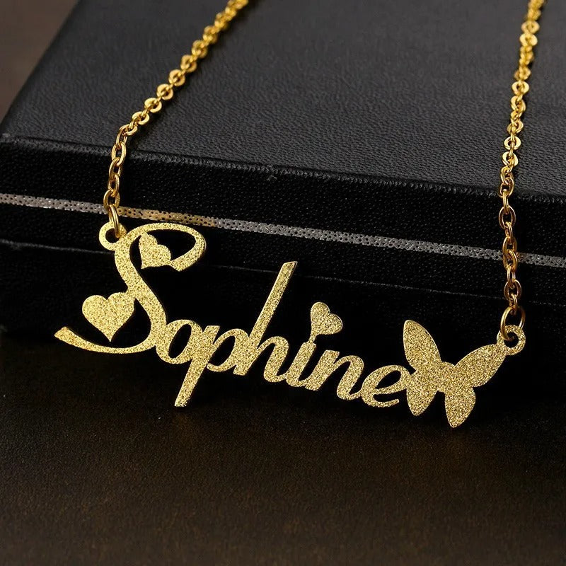 Personalized Name Butterfly Pendant Necklace - Abrahamallen