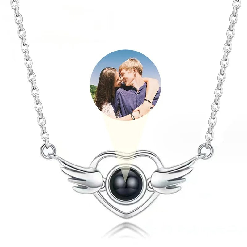 Projection Personalized Photo Wings Pendant Necklace - Abrahamallen